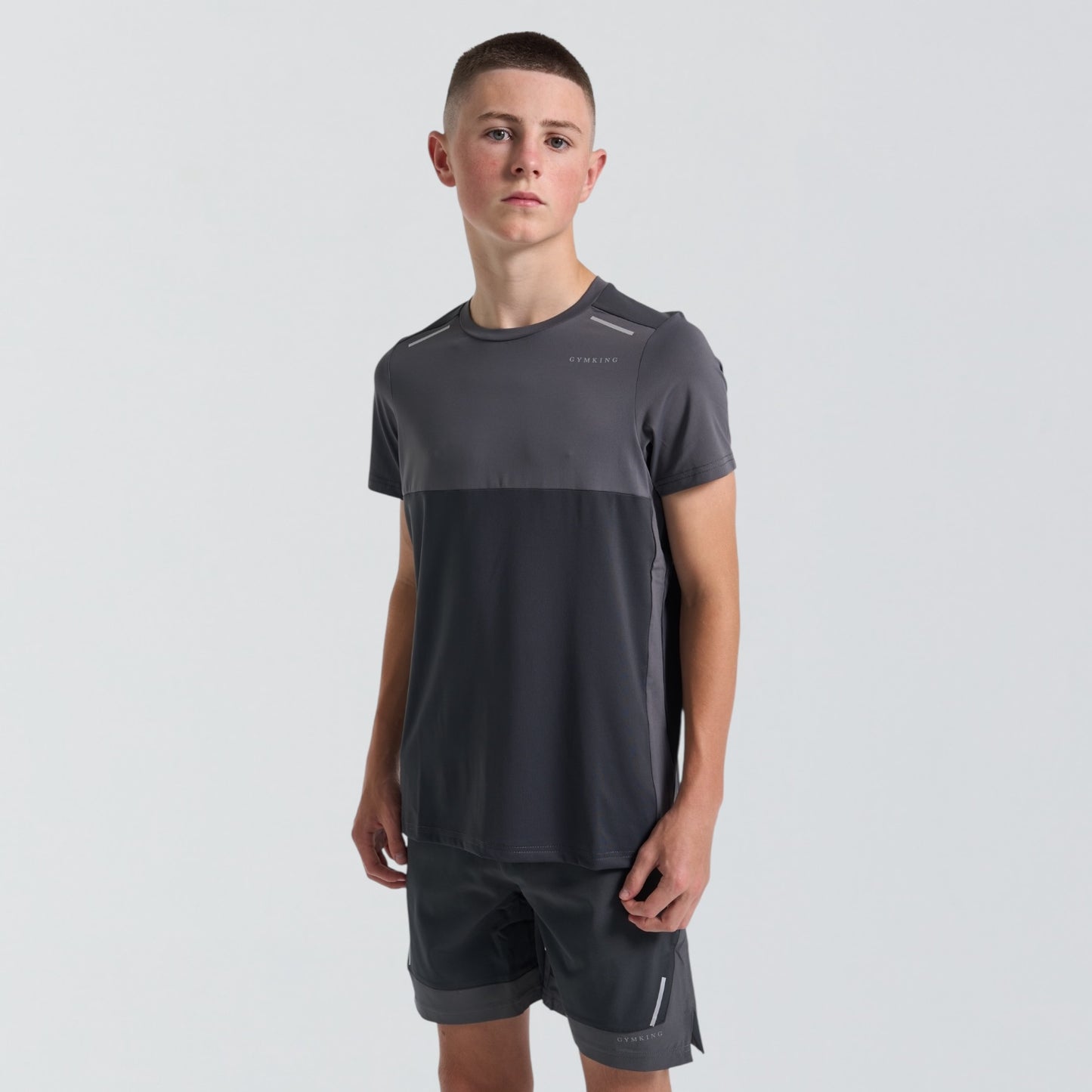 GymKing Advance Tee & Shorts Set - Urban Grey/Fossil Grey (Junior)