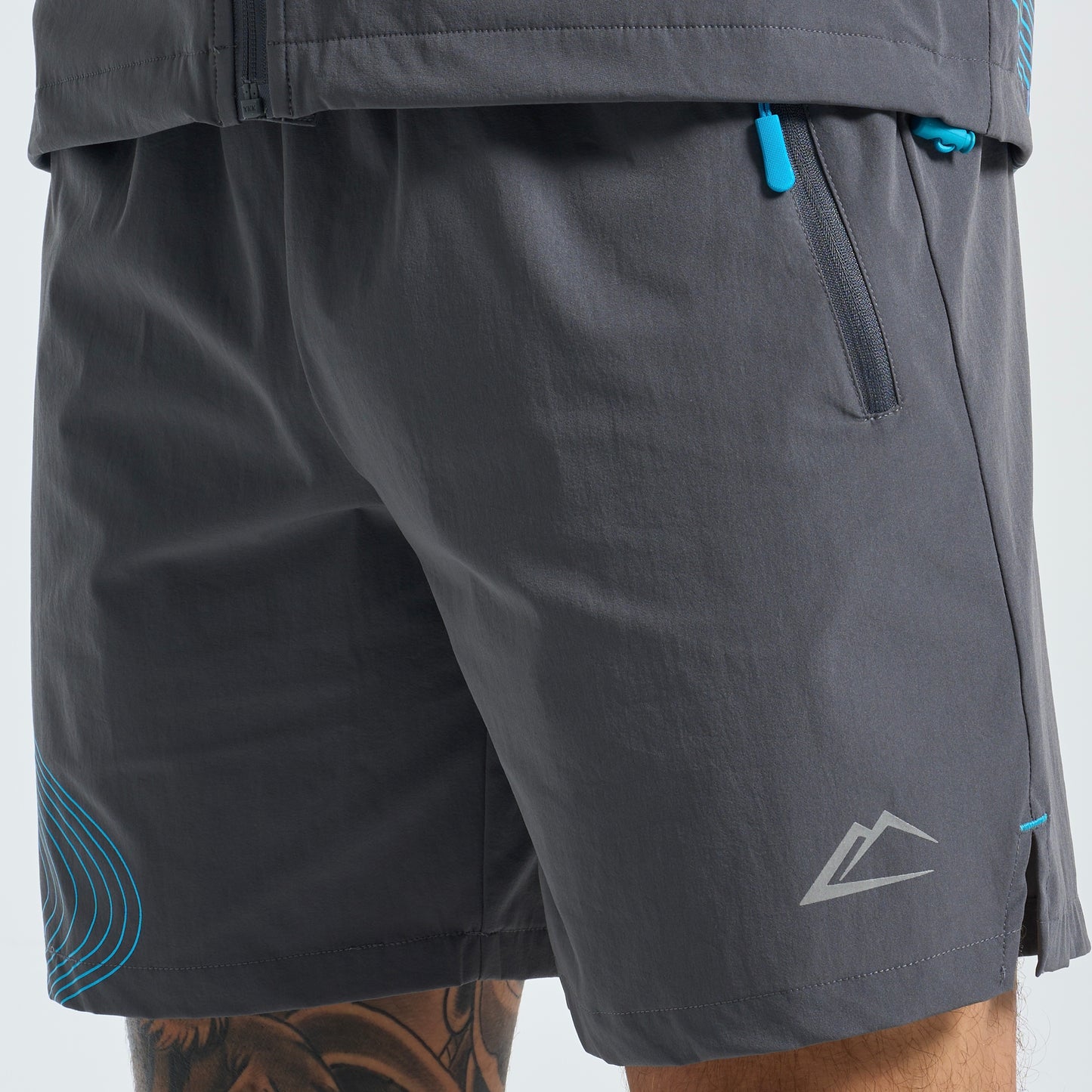 ActiveLine Wave Windrunner & Shorts Set - Grey / Baltic Blue