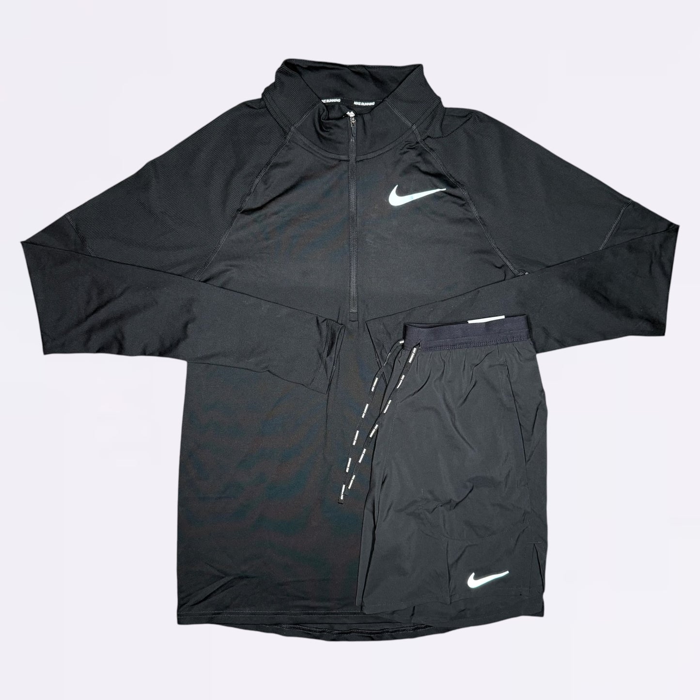 Nike Element / Flex Stride Set - Half Zip & Shorts - Black