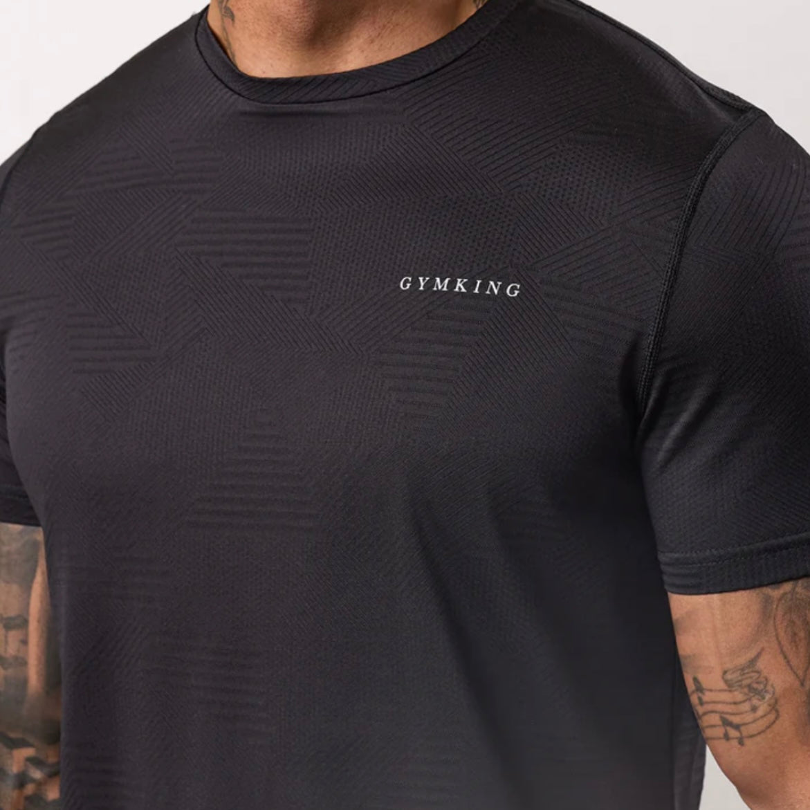 GymKing Geometric Knit Linear Set - Black