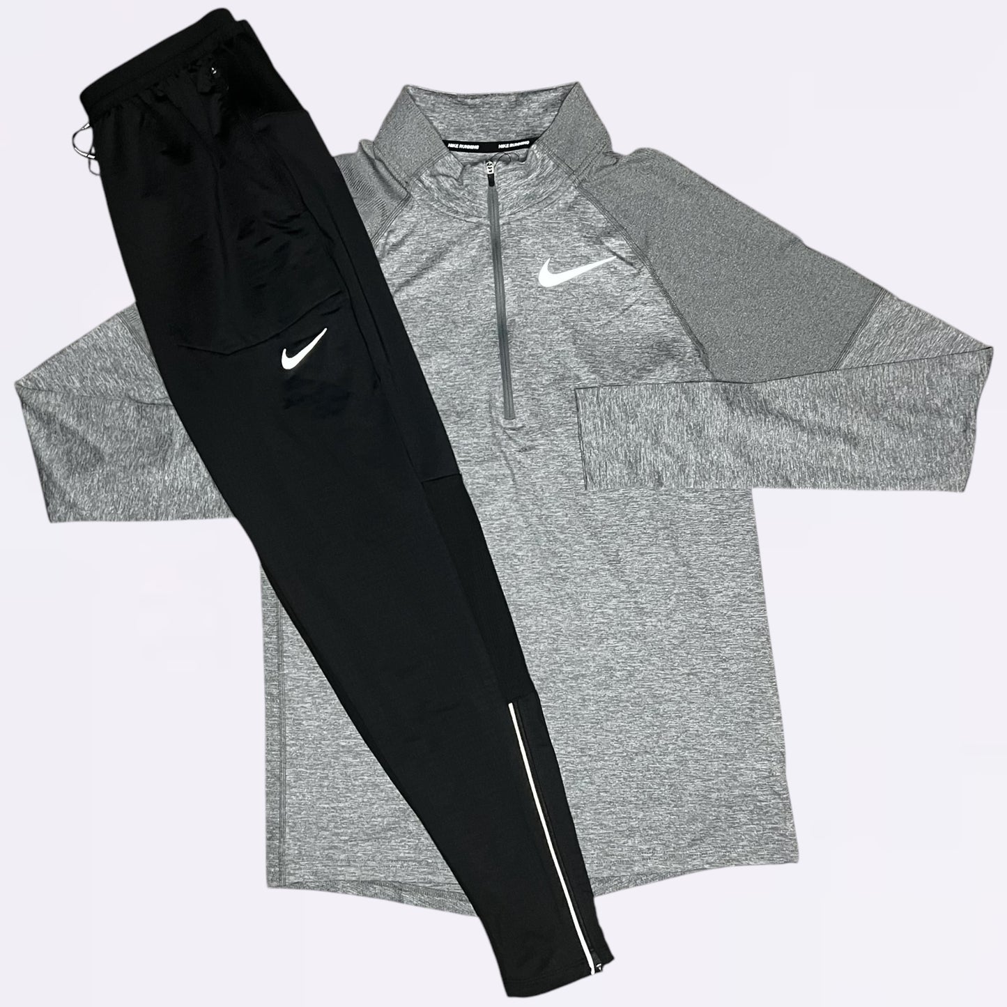 Nike Element 2.0 / Phenom Elite Set - Half Zip & Bottoms - Light Grey / Black