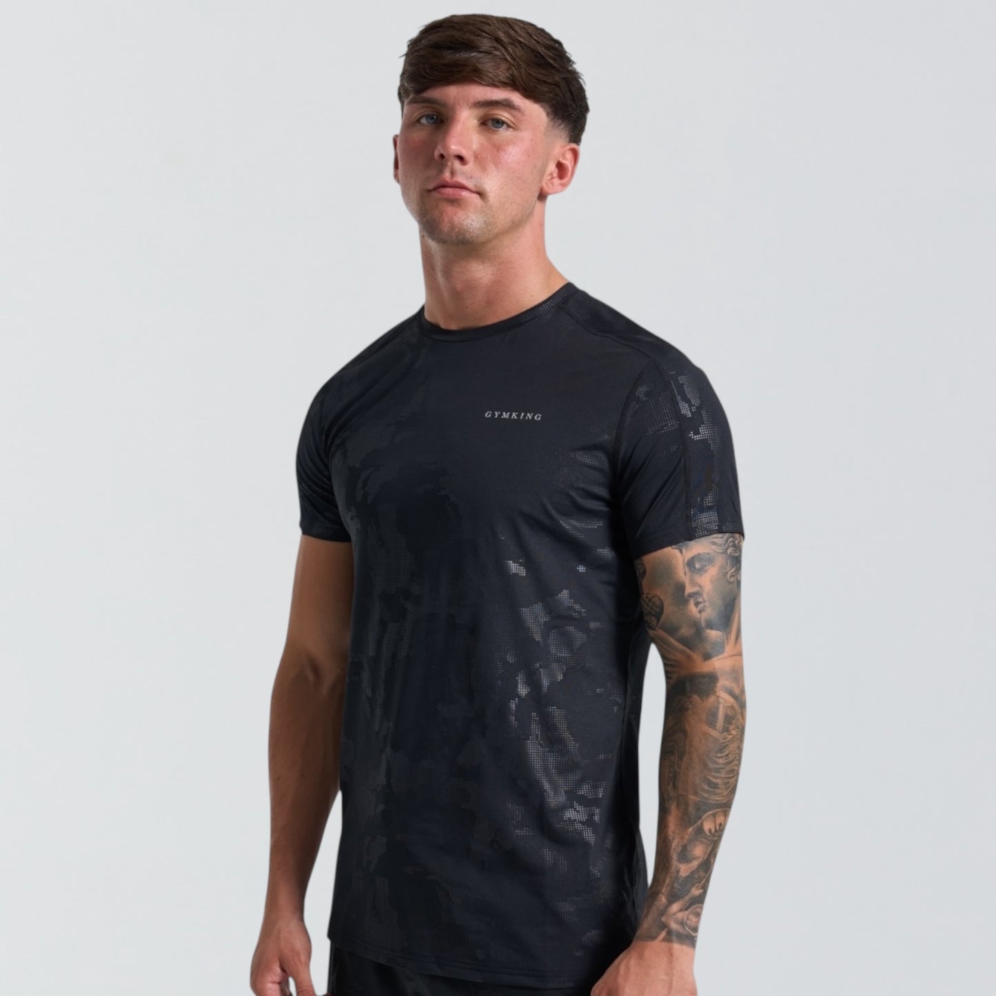 GymKing Debossed Camo SS Tee - Black