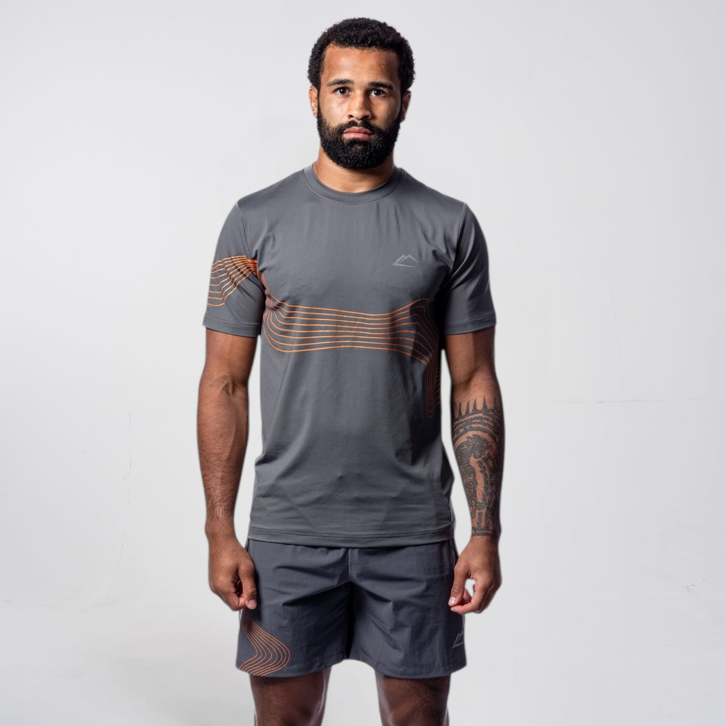 ActiveLine Wave Tee & Shorts Set - Grey / Orange