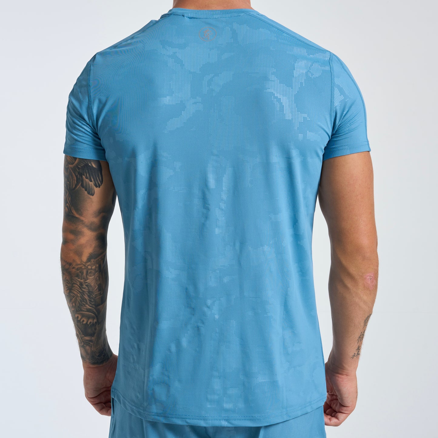 GymKing Debossed Camo SS Tee - Coastal Blue