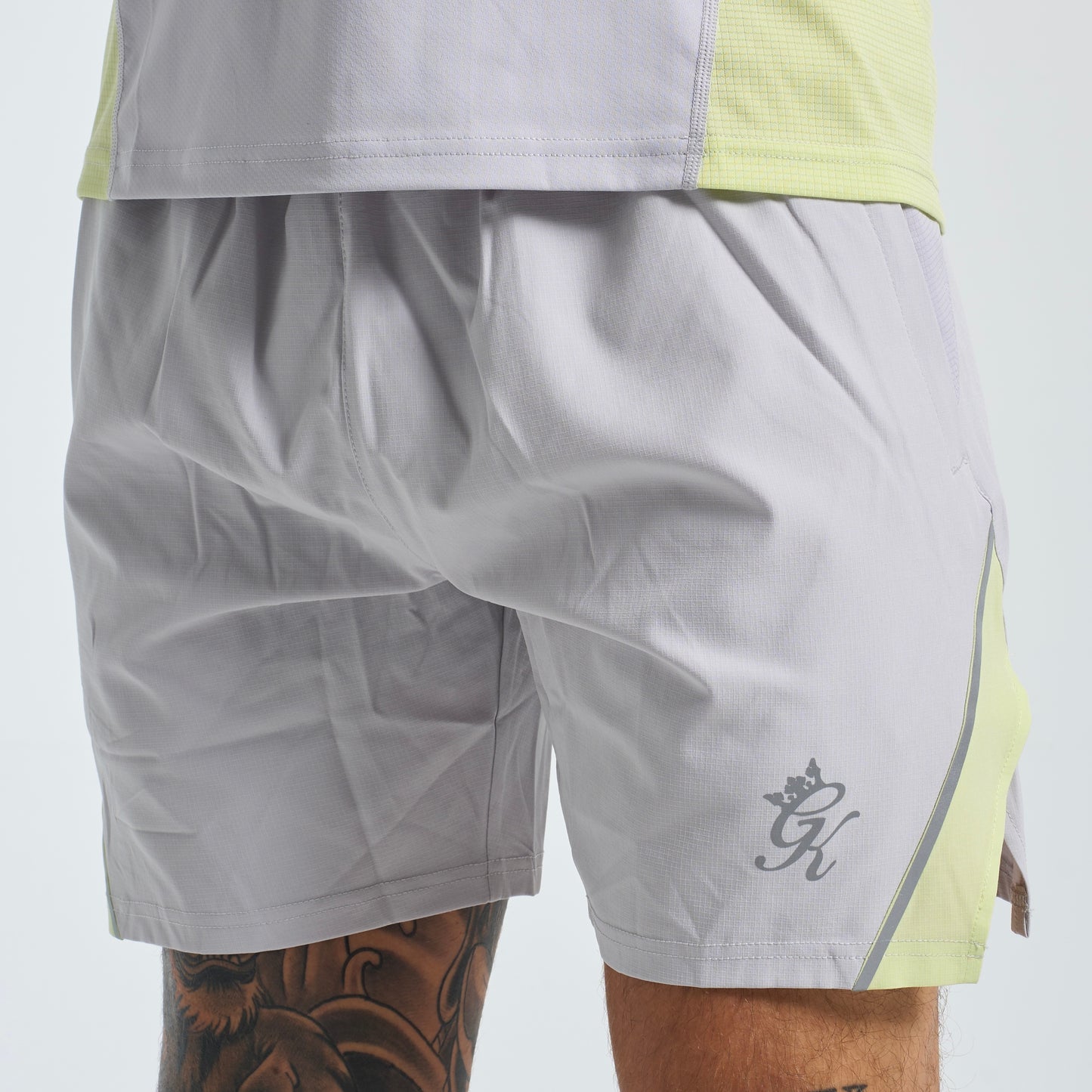 GymKing Flex 2.0 Jacket & Shorts Set - Light Grey/Sherbet Lime