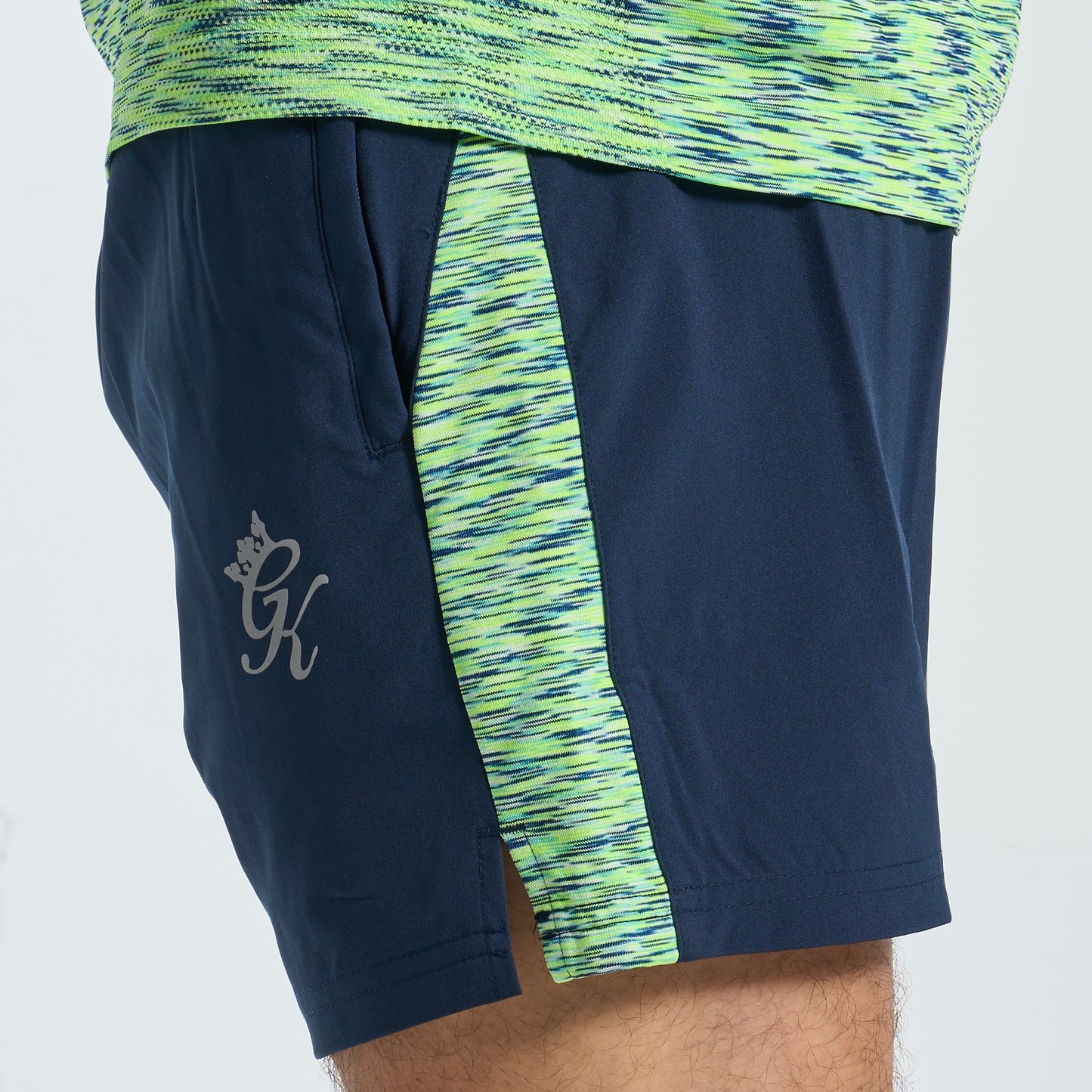GymKing Space Dye Panel 5" Short - Navy/Lime