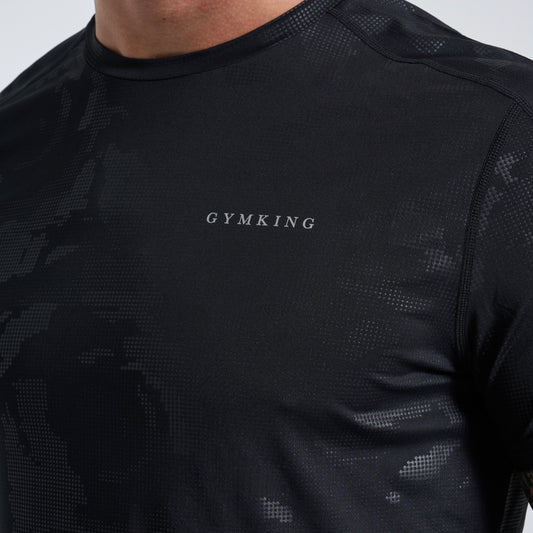 GymKing Debossed Camo SS Tee - Black