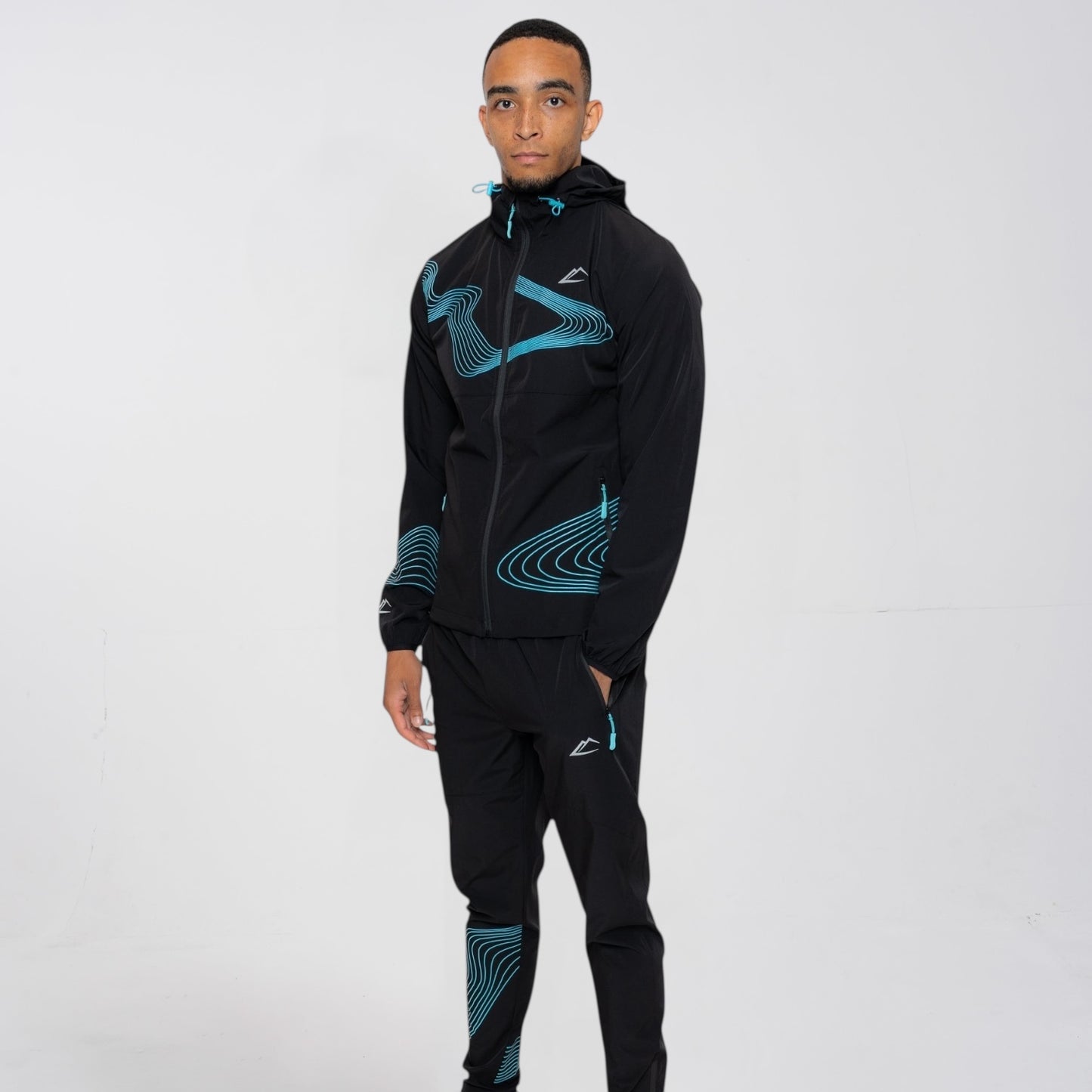 ActiveLine Wave Windrunner & Bottoms Set - Black / Turquoise