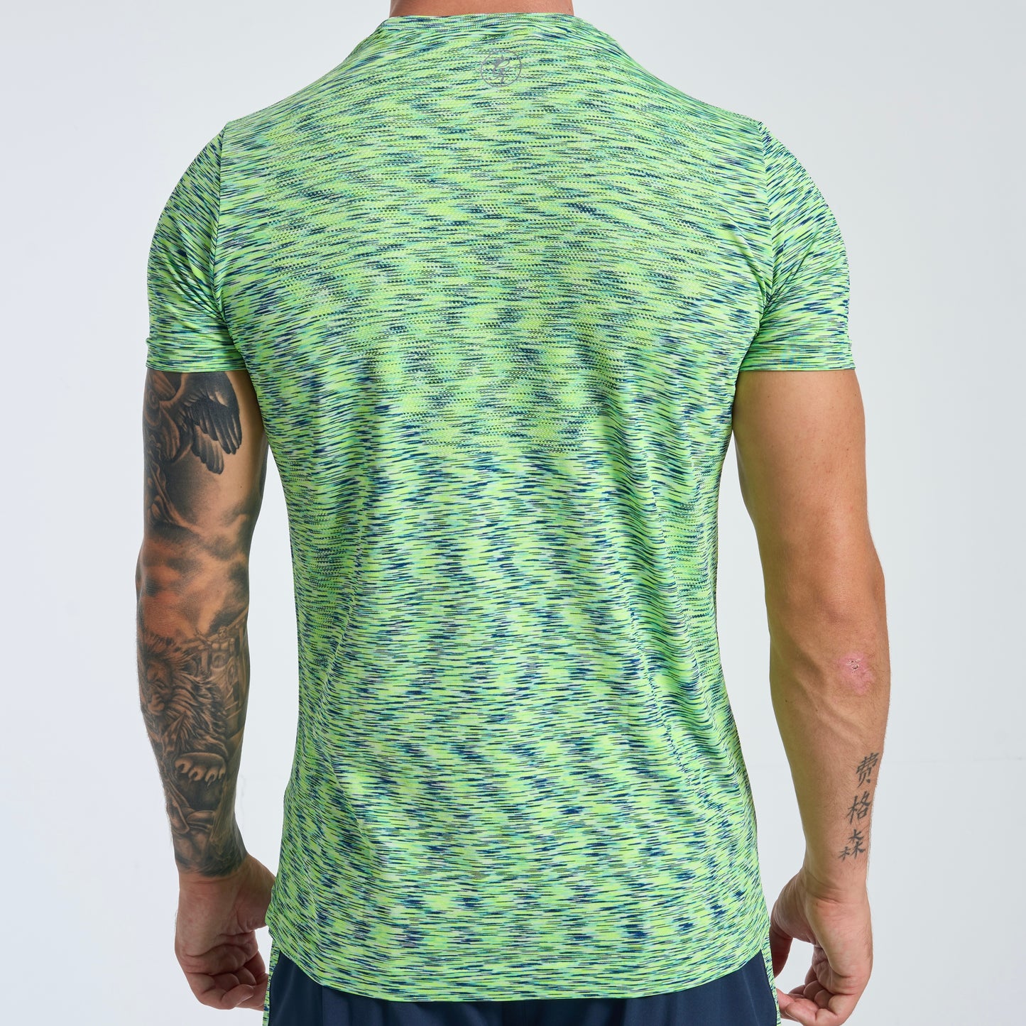 GymKing Energy Seamless Space Dye Tee - Lime/Navy Grindle