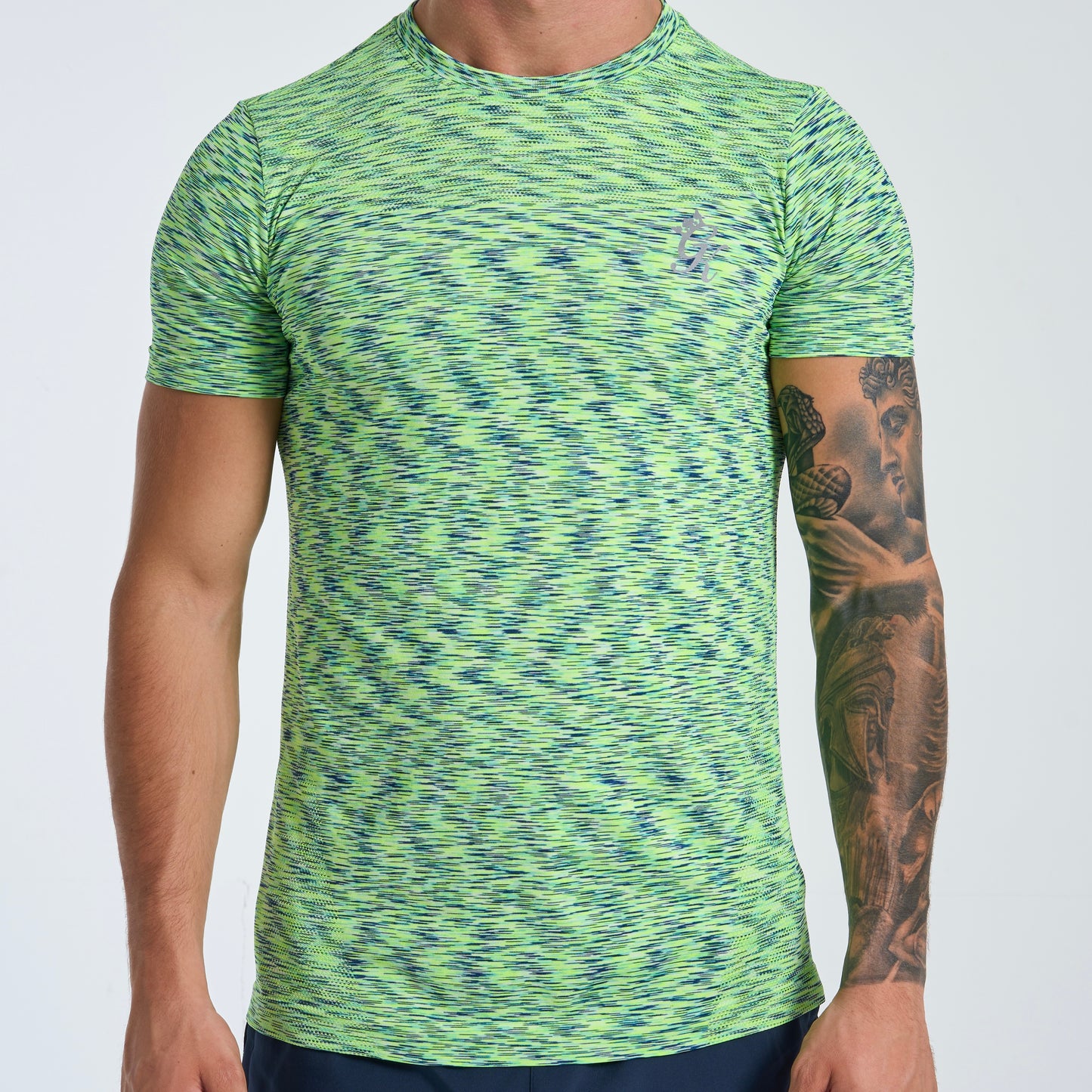 GymKing Energy Seamless Space Dye Tee - Lime/Navy Grindle