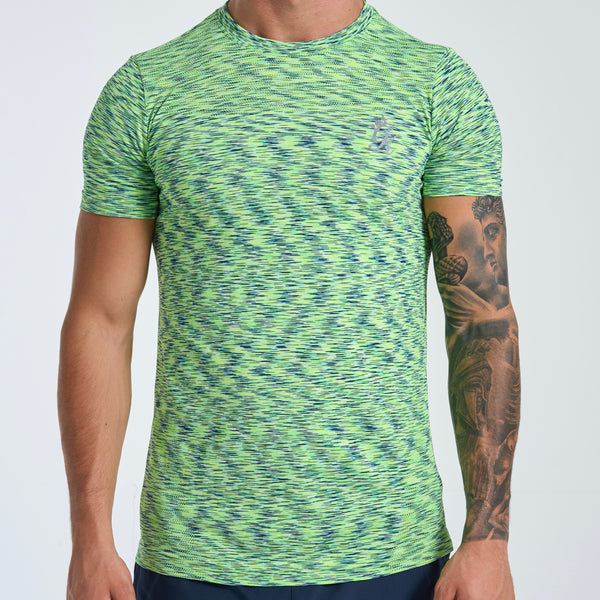 GymKing Energy Seamless Space Dye Tee - Lime/Navy Grindle