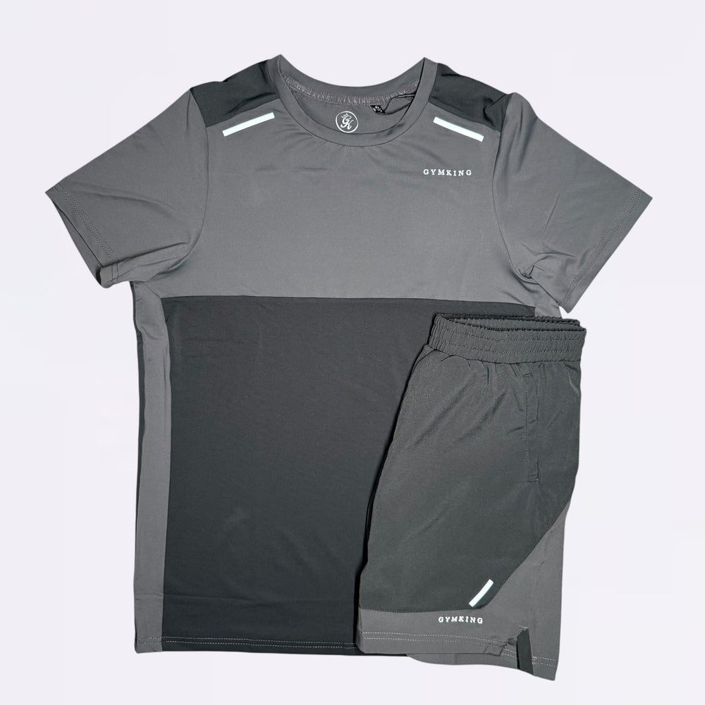 GymKing Advance Tee & Shorts Set - Urban Grey/Fossil Grey (Junior)