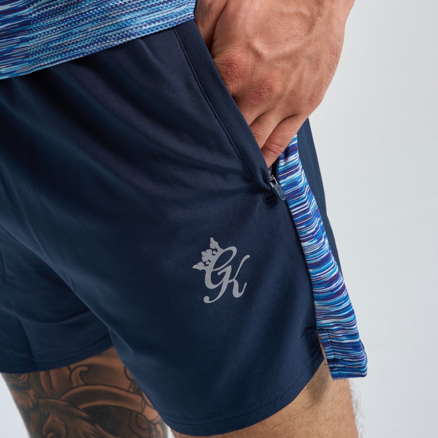 GymKing Space Dye Panel 5" Short - Navy/Galactic Blue