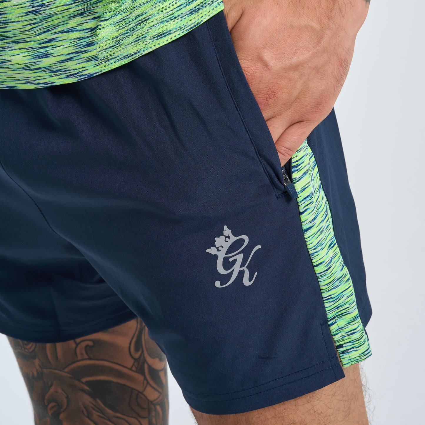 GymKing Space Dye Panel 5" Short - Navy/Lime