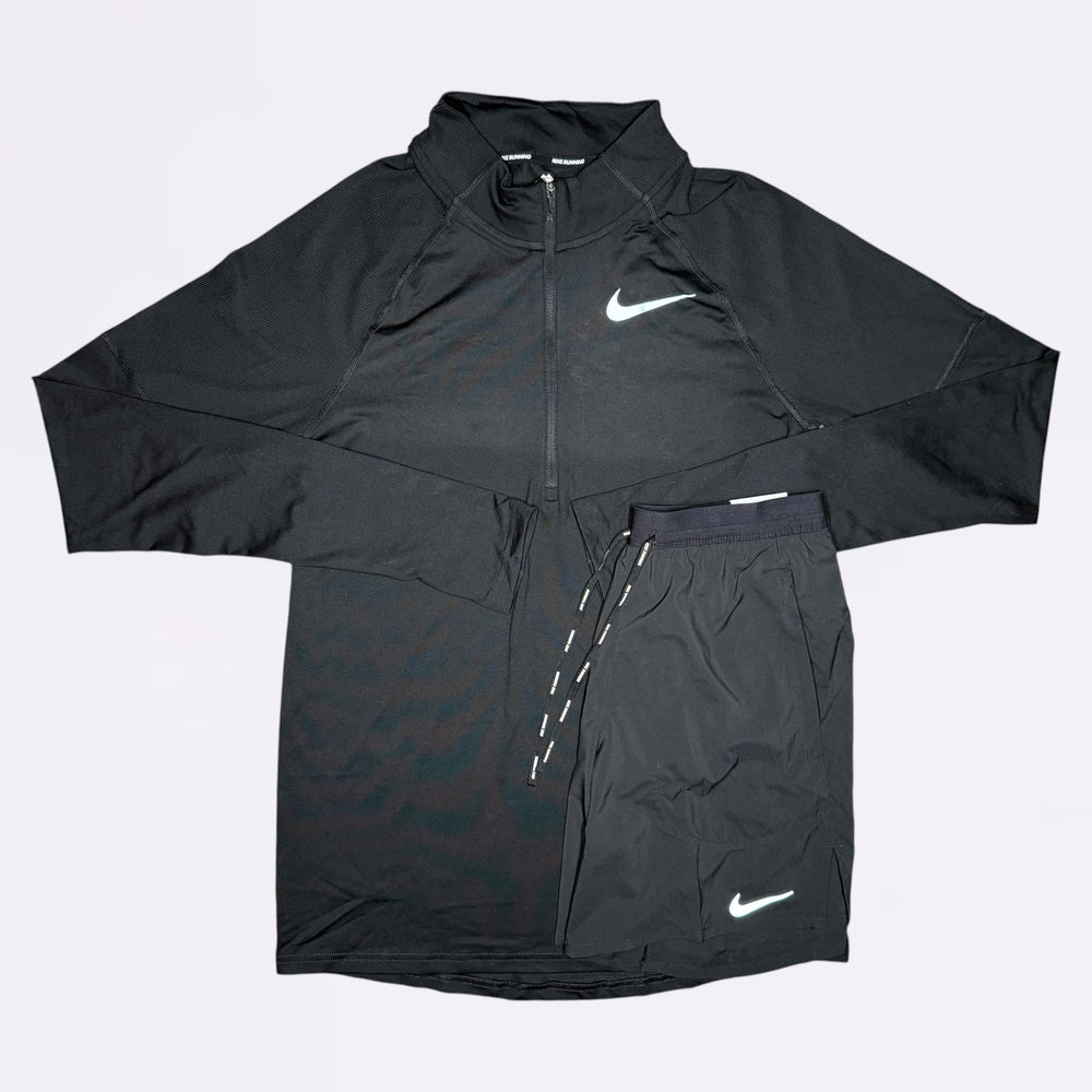 Nike Element / Flex Stride Set - Half Zip & Shorts - Black