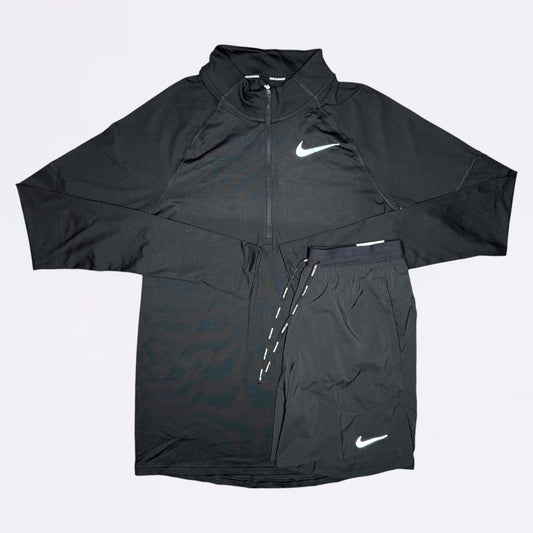 Nike Element / Flex Stride Set - Half Zip & Shorts - Black