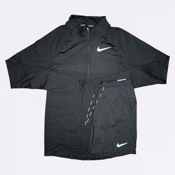 Nike Element / Flex Stride Set - Half Zip & Shorts - Black