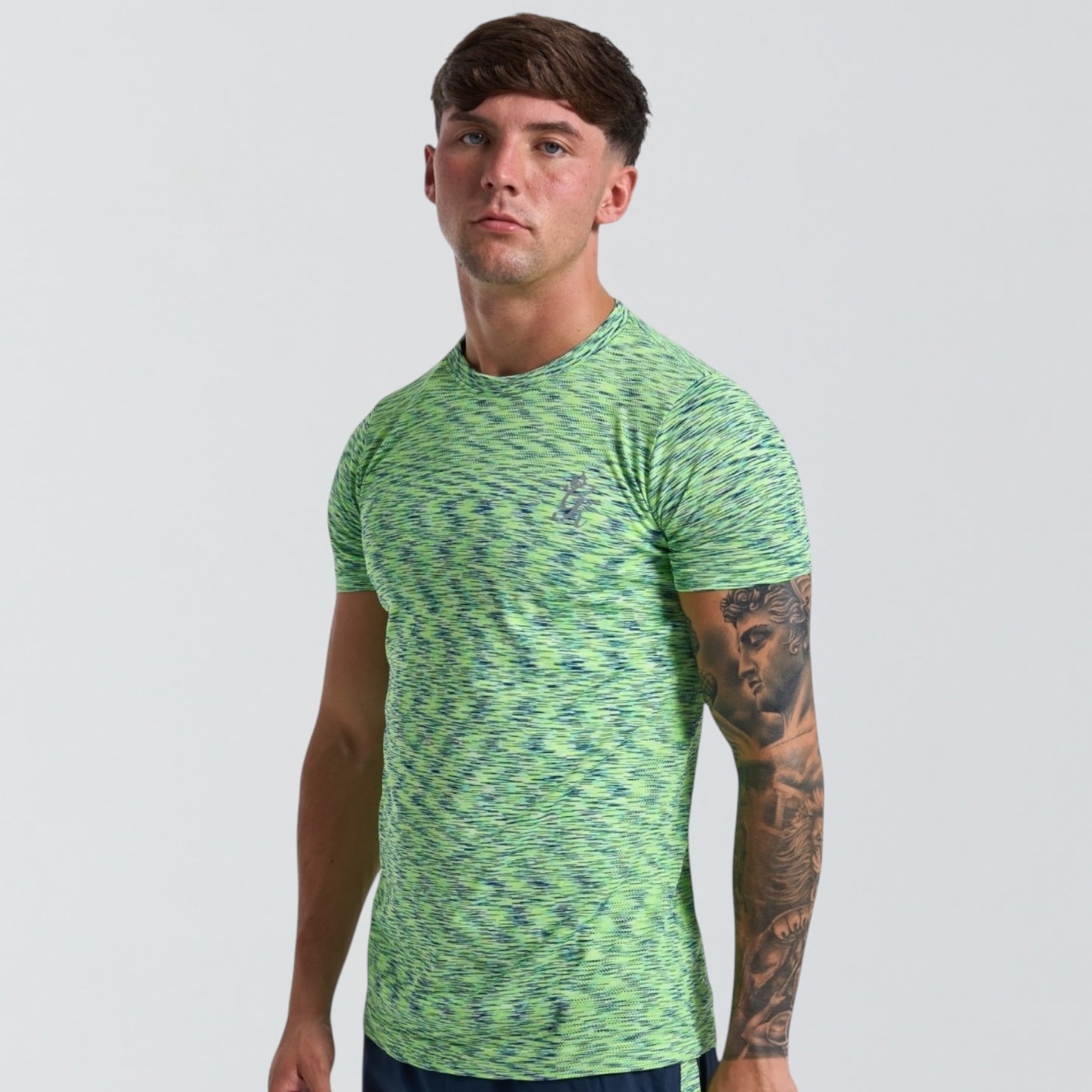 GymKing Energy Seamless Space Dye Tee - Lime/Navy Grindle