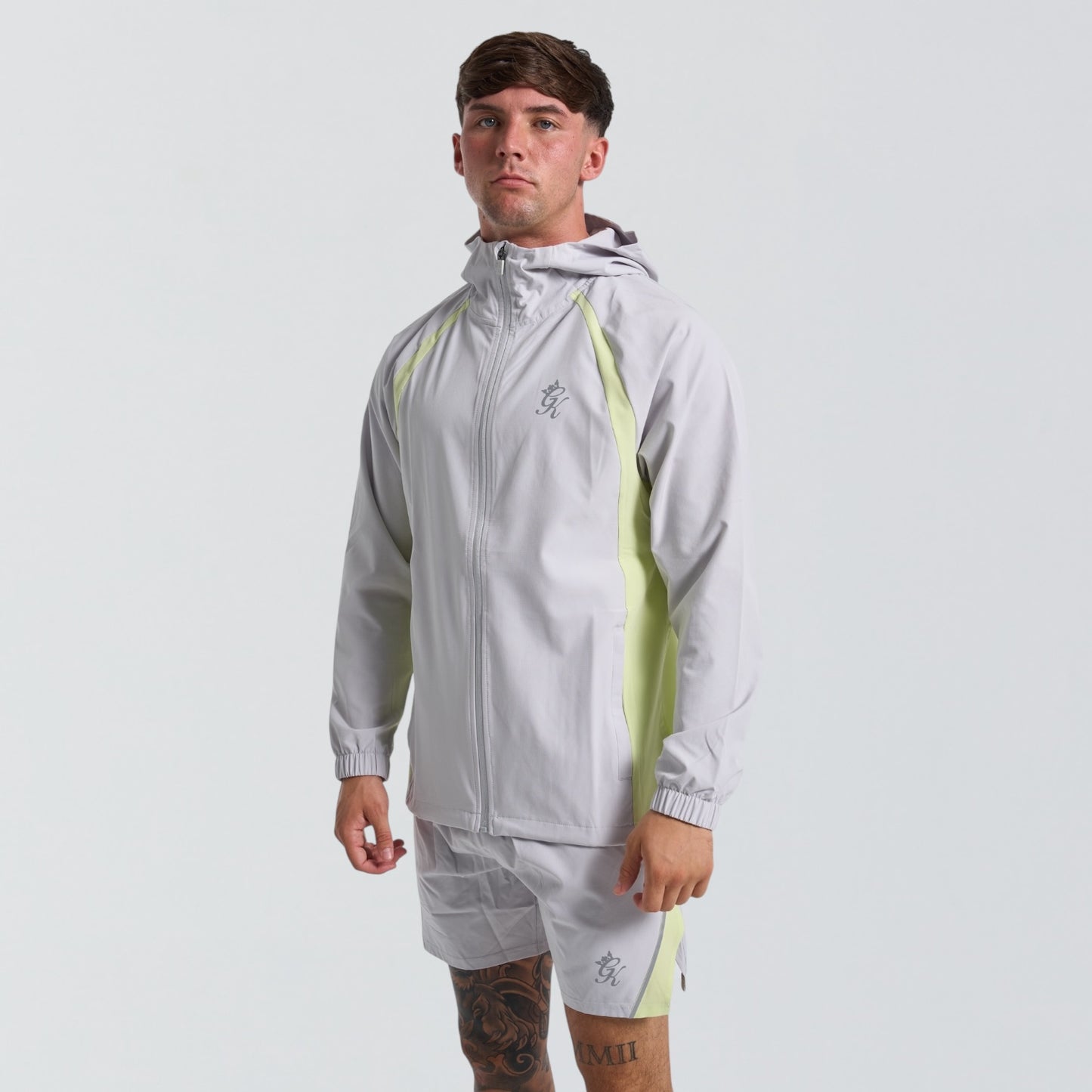 GymKing Flex 2.0 Jacket & Shorts Set - Light Grey/Sherbet Lime