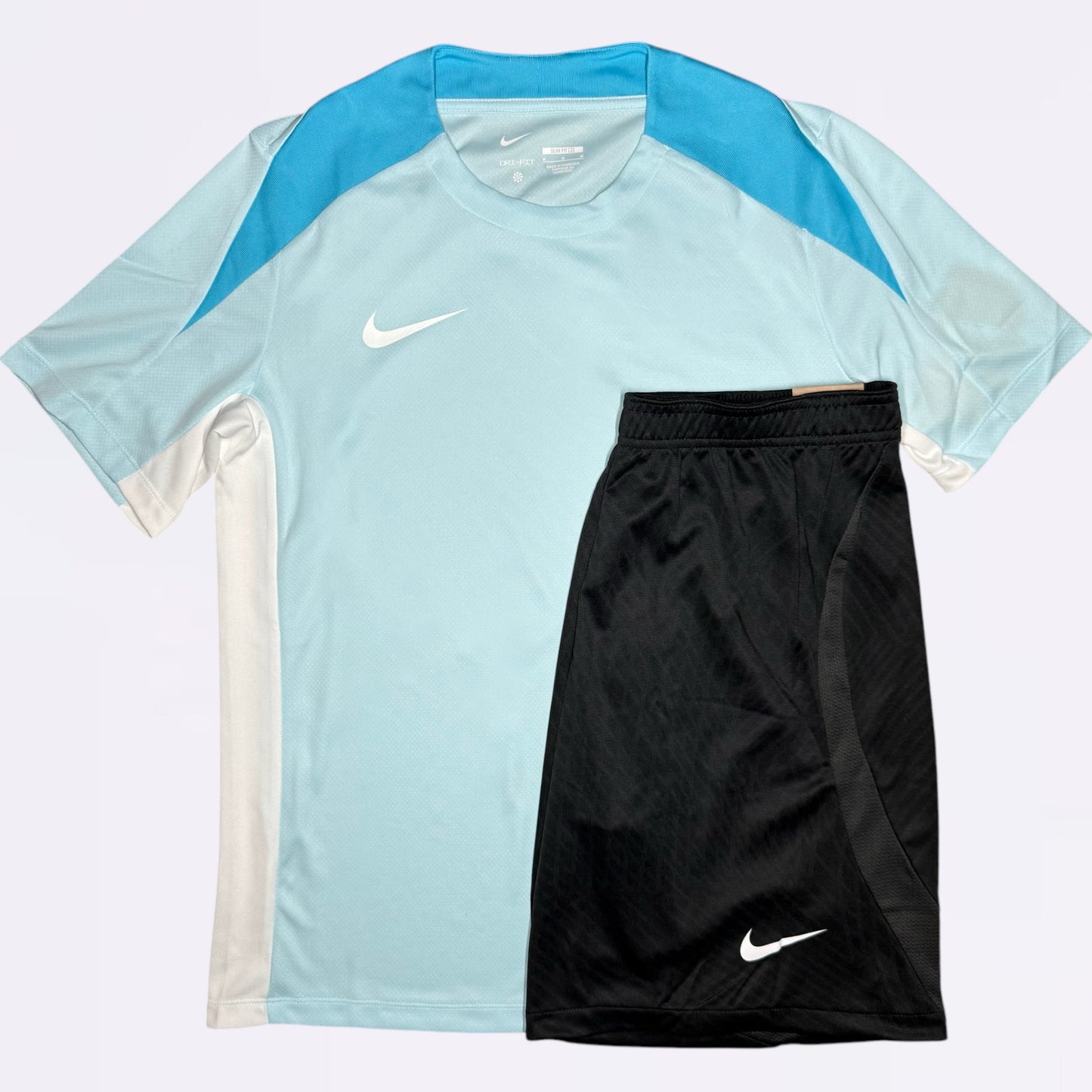 Nike Strike Set - Tee & Shorts - Baby Blue / Black