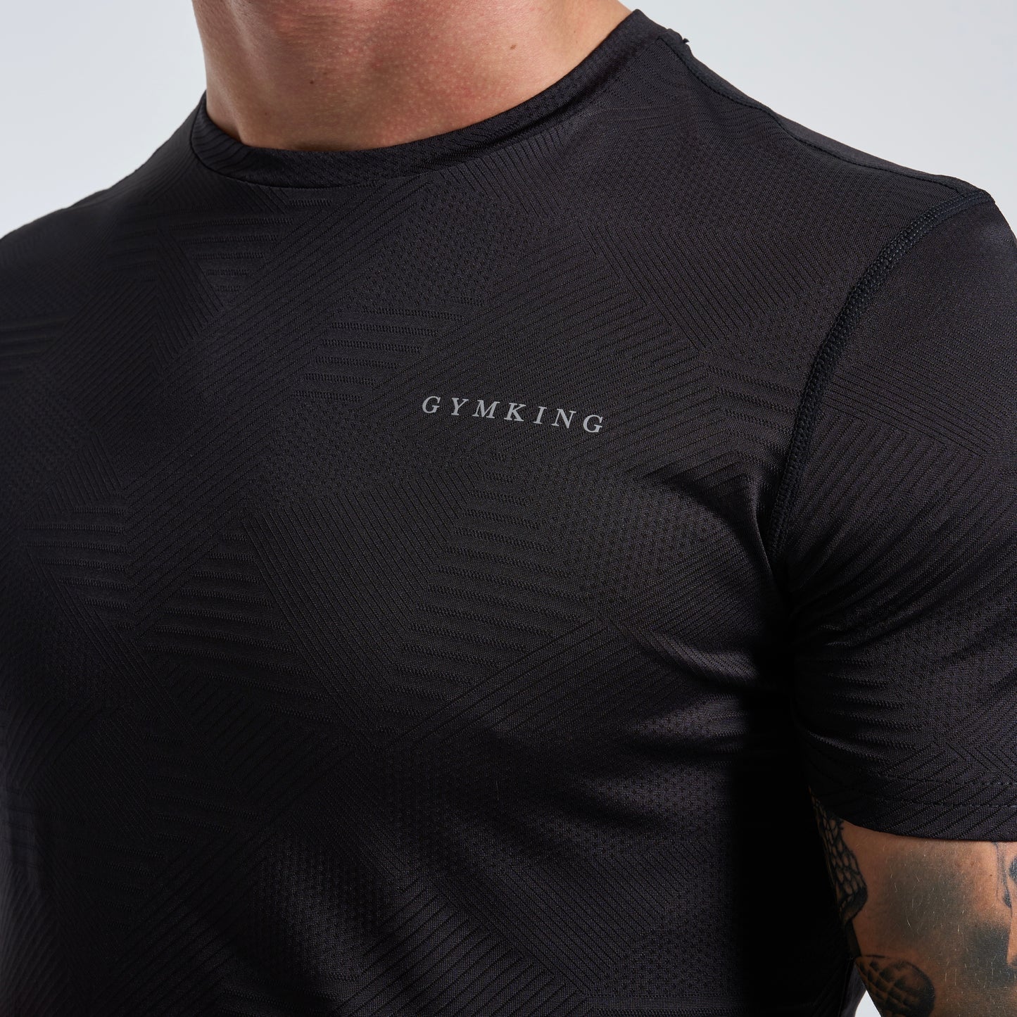 GymKing Geometric Knit Linear Tee - Black