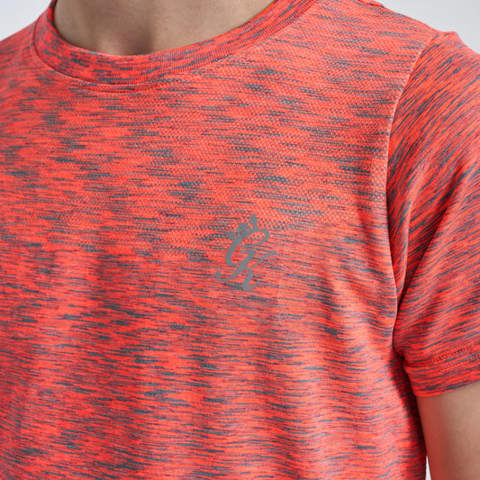 GymKing  Seamless Space Dye Tee - Coral/Light Grey Grindle (Junior)