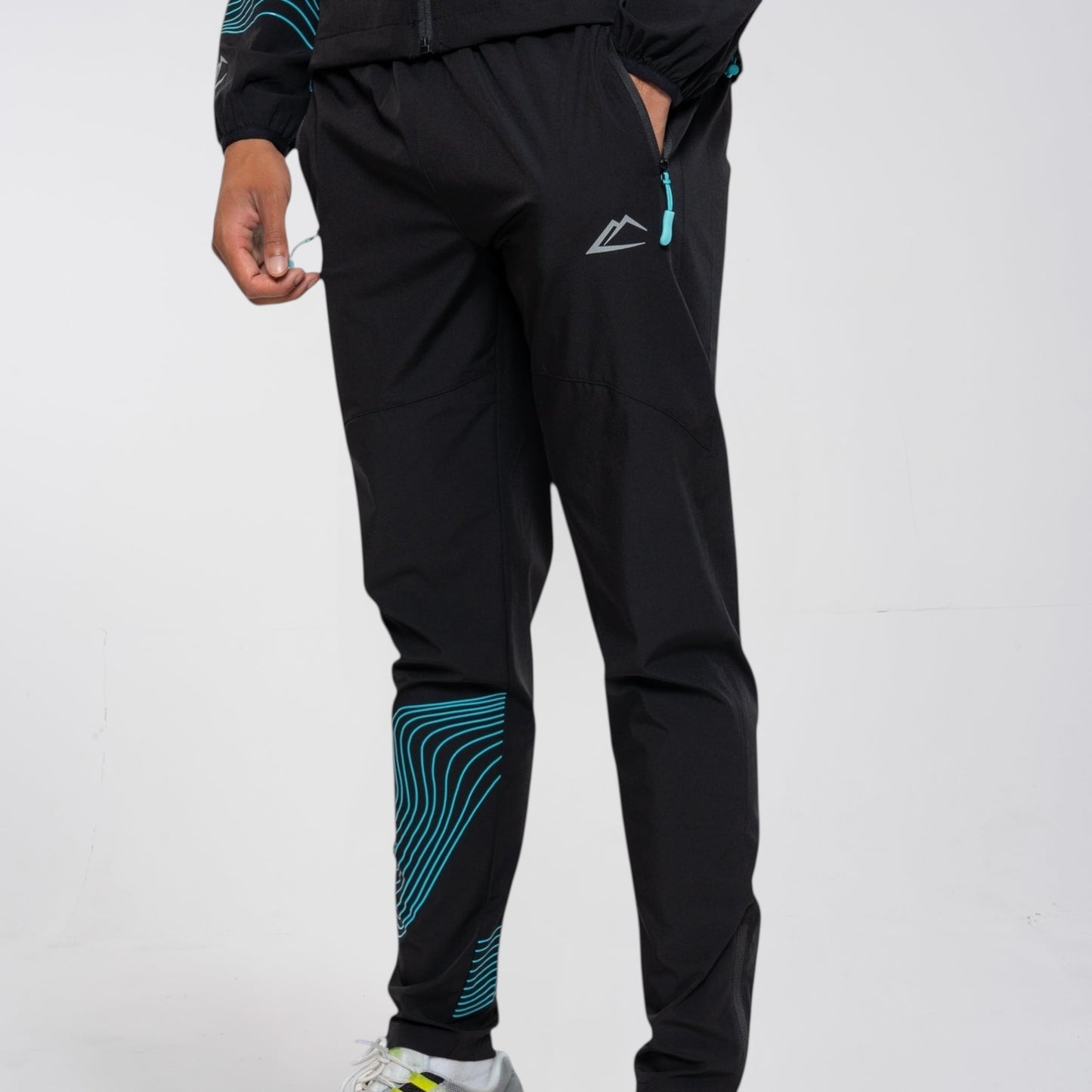 ActiveLine Wave Windrunner & Bottoms Set - Black / Turquoise