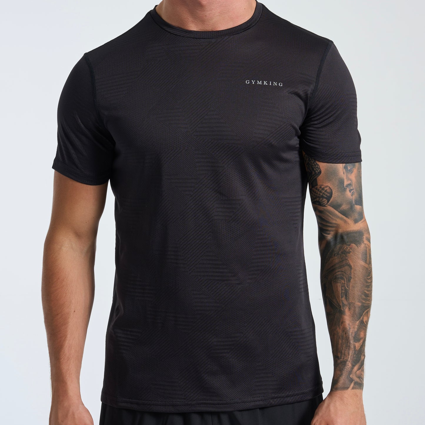 GymKing Geometric Knit Linear Tee - Black