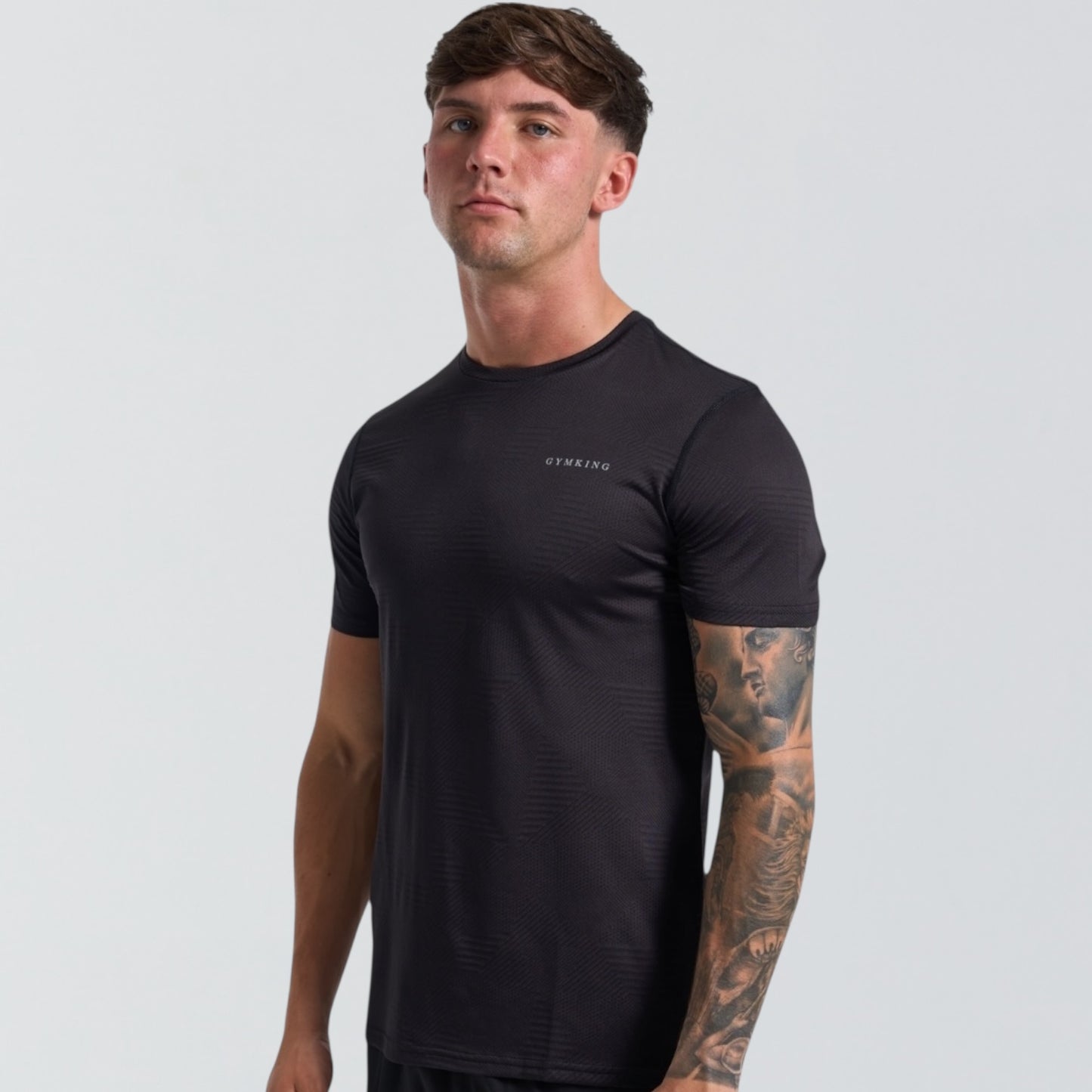 GymKing Geometric Knit Linear Tee - Black