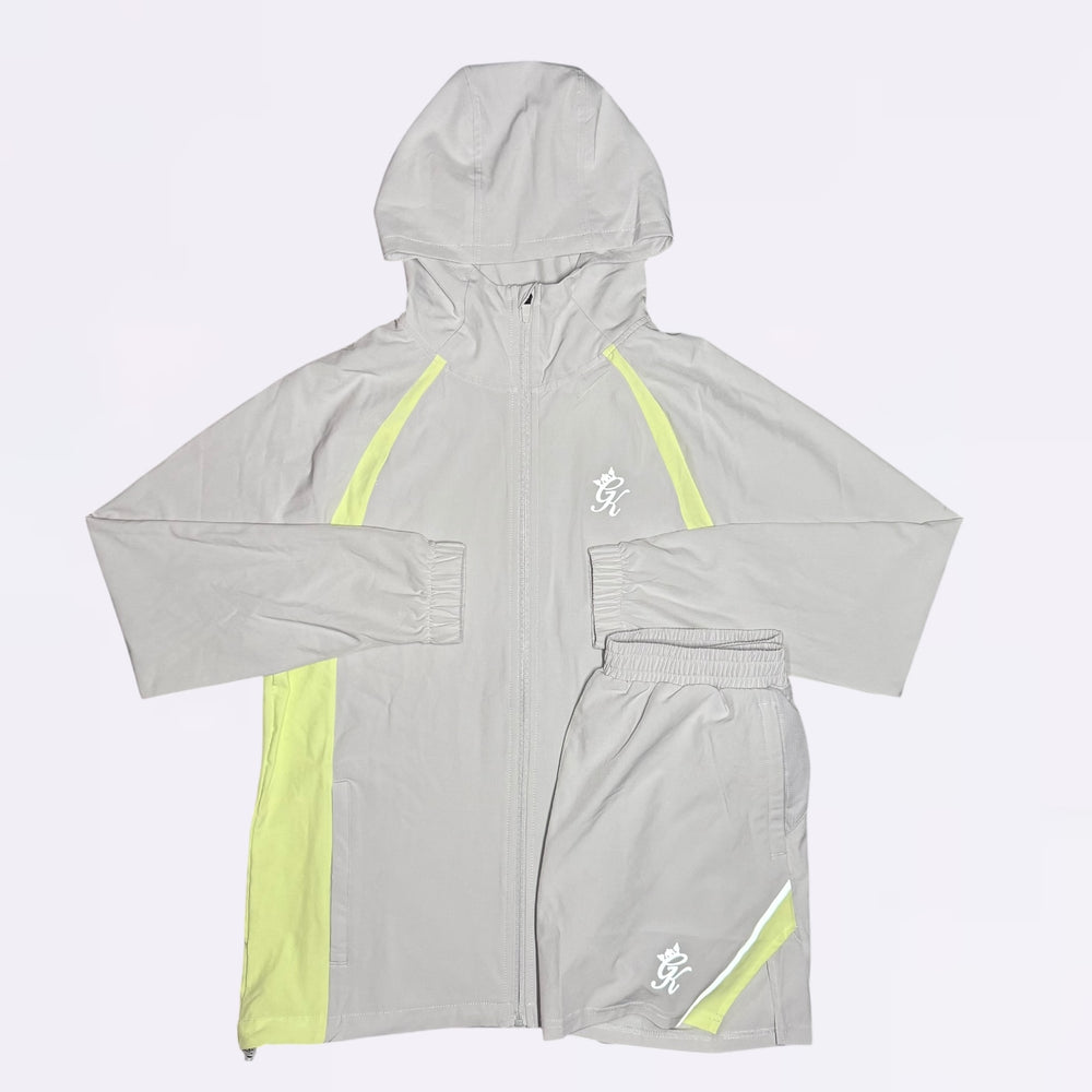 GymKing Flex 2.0 Jacket & Shorts Set - Light Grey/Sherbet Lime