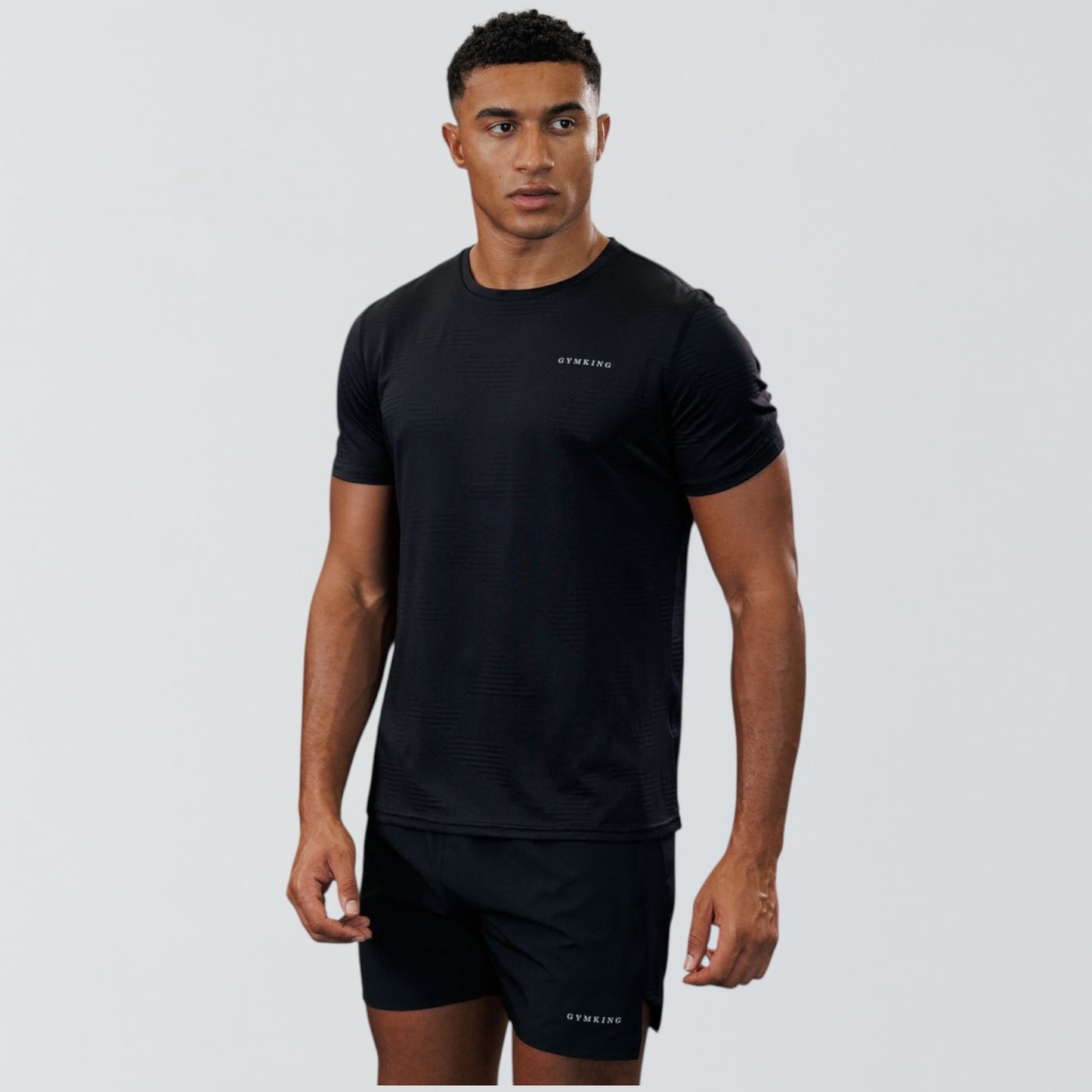 GymKing Geometric Knit Linear Set - Black